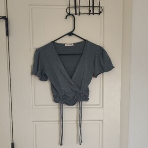 Elegant Gray Wrap Crop Top